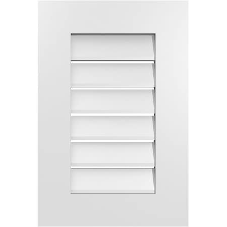 Ekena Millwork Vertical Surface Mount PVC Gable Vent: Functional, w/ 3-1/2"W x 1"P Standard Frame, 16"W x 24"H GVPVE16X2401SF